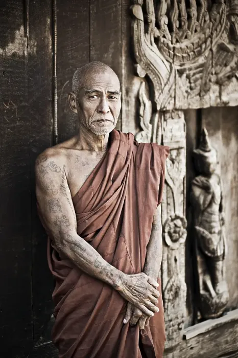 Framed Print : Buddhist monk at a monastery in Burma