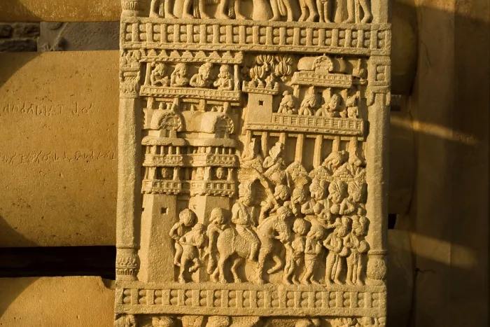 Framed Print : Buddhist monuments at Sanchi world heritage stupa 1 north gateway
