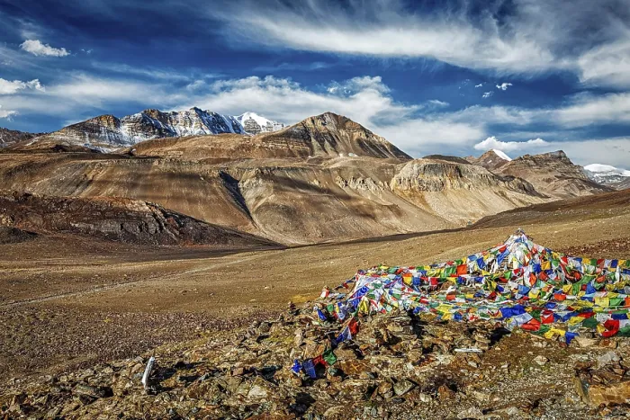 Framed Print : Buddhist prayer flags (lungta) on top of Baralacha La pass on Manali-Leh road