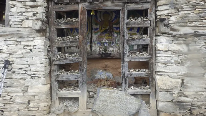Framed Print : Buddhist stone shrine with religious motif Framed Print : Buddhist stone shrine with religious motif