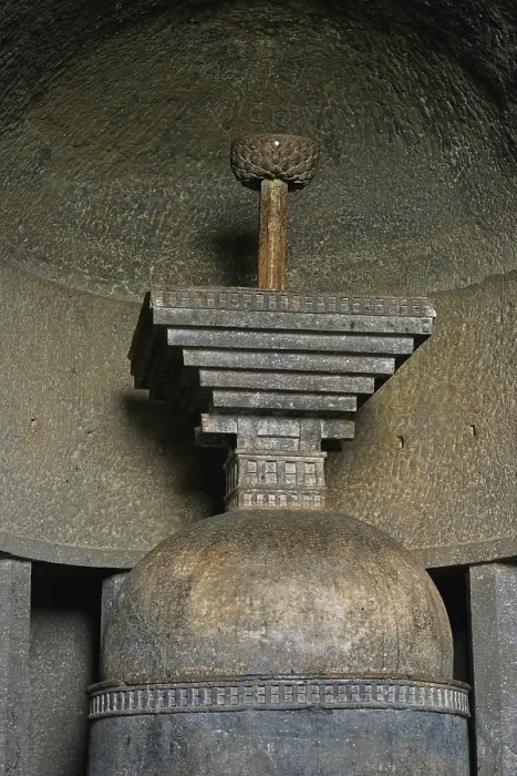Framed Print : Buddhist stupa in Bedsa caves in 2nd century B