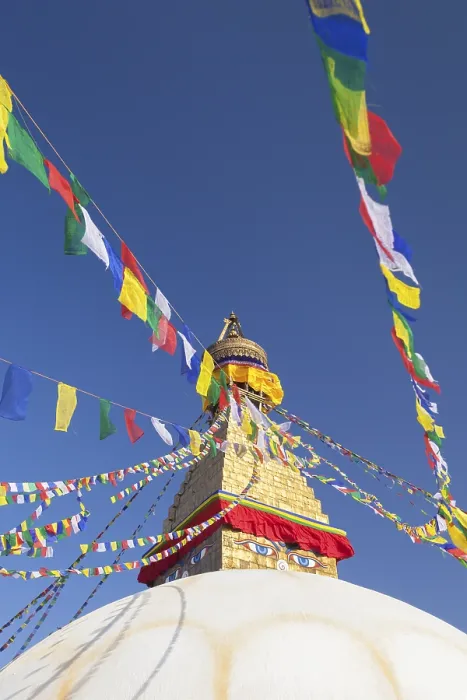 Framed Print : Buddhist stupa with prayer flags Framed Print : Buddhist stupa with prayer flags