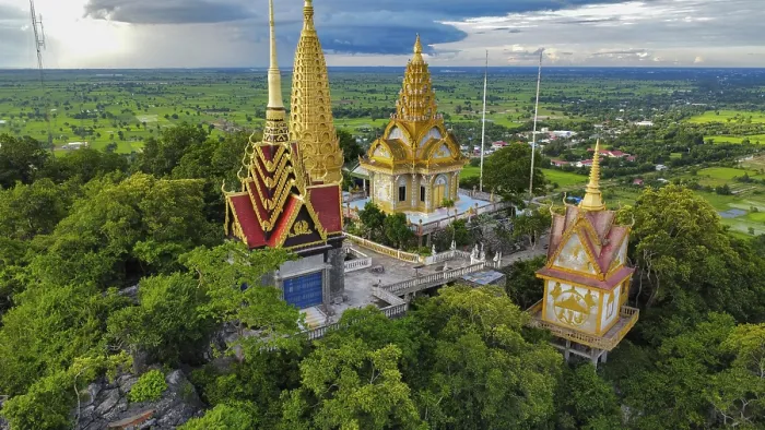 Framed Print : A buddhist temple on a mountain in Cambodia seen from above Framed Print : A buddhist temple on a mountain in Cambodia seen from above