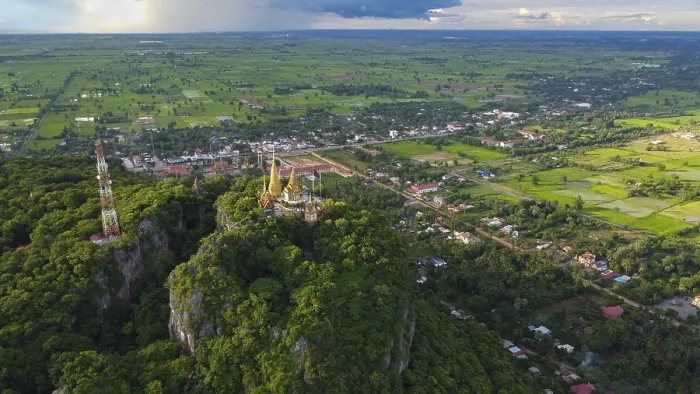 Framed Print : A buddhist temple on a mountain in Cambodia seen from above Framed Print : A buddhist temple on a mountain in Cambodia seen from above