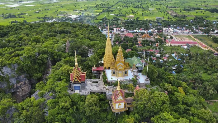 Framed Print : A buddhist temple on a mountain in Cambodia seen from above Framed Print : A buddhist temple on a mountain in Cambodia seen from above