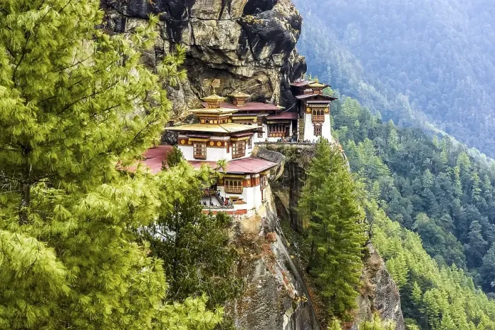 Framed Print : Buddhist tiger nest monastery Taktshang on steep rock face
