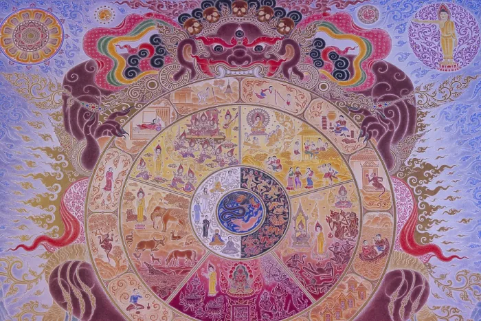 Framed Print : Buddhist wall painting, Tibetan Buddhism