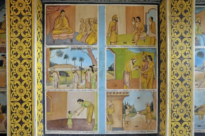 Framed Print : Buddhist wall paintings for religious instruction
