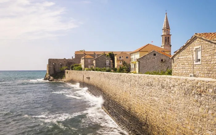 Framed Print : Budva montenegro citadel and old stone wall of the city Framed Print : Budva montenegro citadel and old stone wall of the city