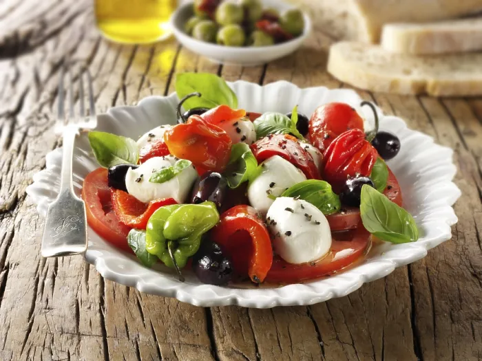 Framed Print : Buffalo mozarella and tomato salad