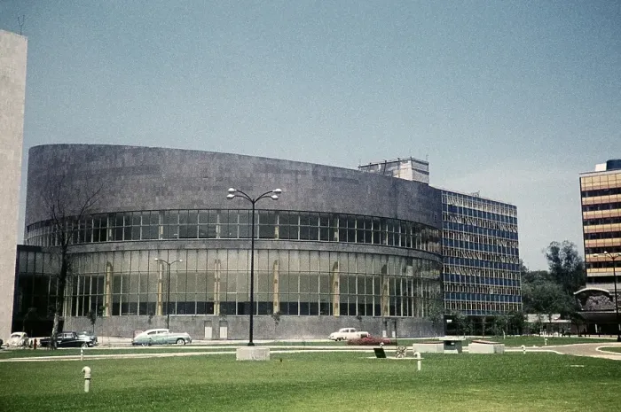 Framed Print : Building of the National Medical Centre, modern architecture, Doctores, Ciudad de Mexico, Mexico City, CDMX, Mexico photographed 1961 Architect Enrique Yanez
