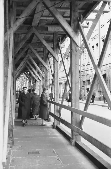 Framed Print : Building site, scaffolding, 1960 Framed Print : Building site, scaffolding, 1960