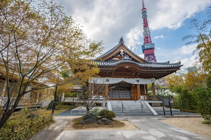 Framed Print : Building in Zojo-ji Temple, Tokyo Tower Tower Tower at the back