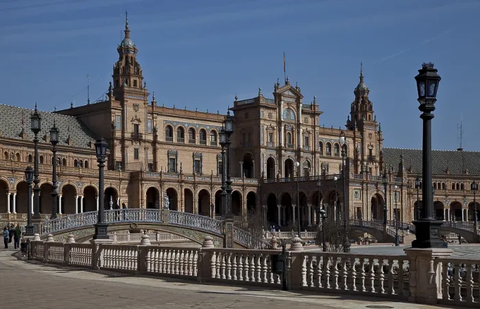 Framed Print : Buildings of the 1929 Ibero-American Exhibition from the west