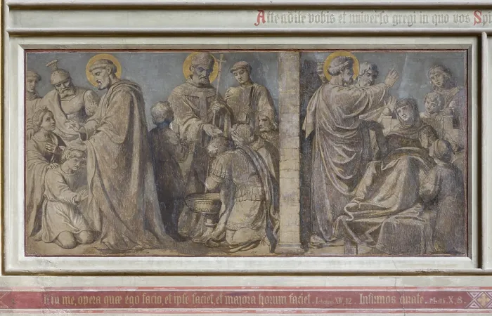 Framed Print : Built by Ernst Zwirner, fresco on the east wall of the south transept Framed Print : Built by Ernst Zwirner, fresco on the east wall of the south transept