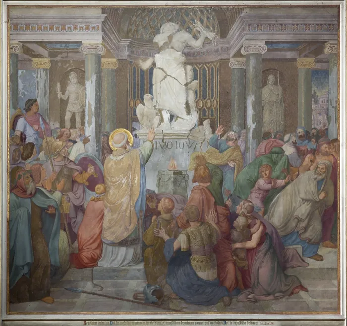 Framed Print : Built by Ernst Zwirner, fresco on the west wall of the north transept