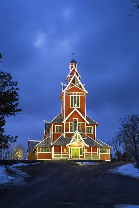 Framed Print : Buksnes church of Gravdal, Vestvagoy