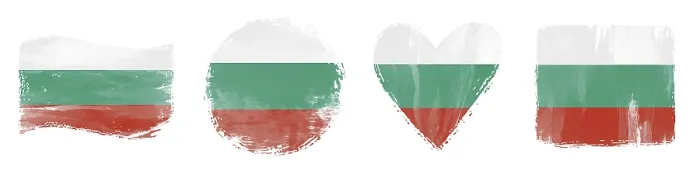 Framed Print : Bulgaria Flag Set Brush Stroke Shapes on White