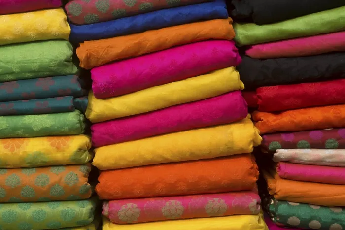 Framed Print : Bundles of colourful cloth for sale