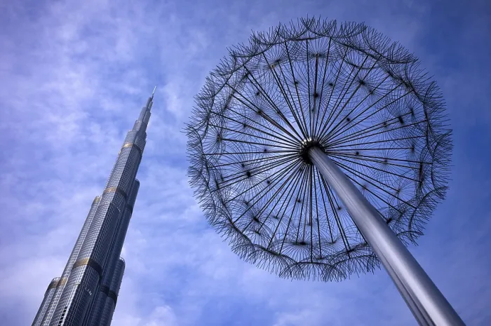 Framed Print : Burj Khalifa, Dandelion Light Sculpture Framed Print : Burj Khalifa, Dandelion Light Sculpture