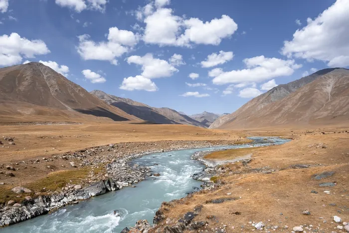 Framed Print : Burkhan valley with blue river