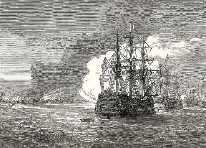 Framed Print : Burning of Roseau, 1805, Commonwealth of Dominica