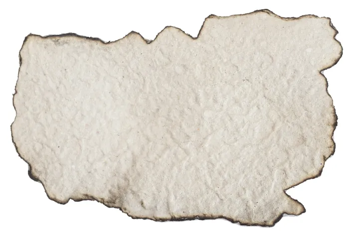 Framed Print : Burnt cardboard isolated on white background