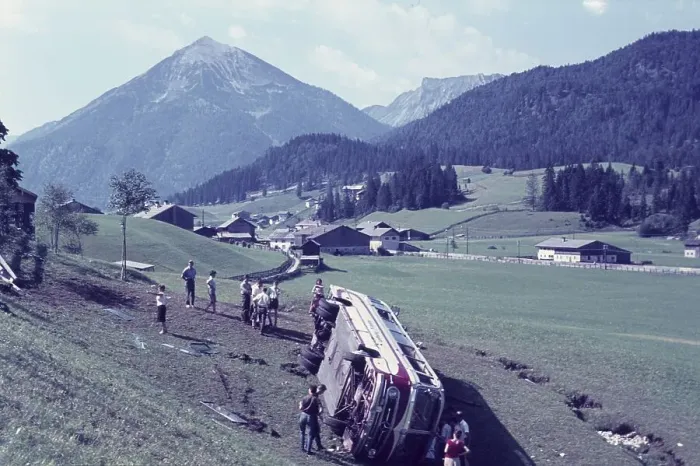 Framed Print : Bus, accident on the Achensee road