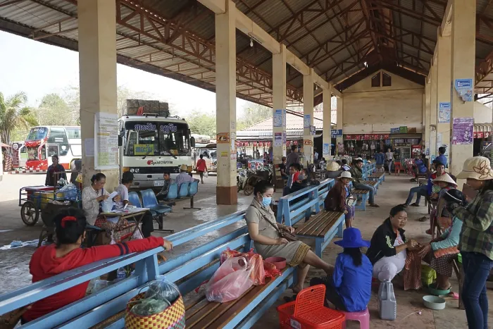 Framed Print : Bus Station, Pakxe, Pakse, Champasak Province Framed Print : Bus Station, Pakxe, Pakse, Champasak Province