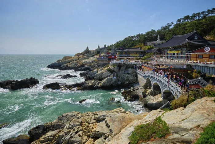 Framed Print : BUSAN, SOUTH KOREA, APRIL 12, 2017: Haedong Yonggungsa 14-th century seaside Buddhist Temple on sea shore