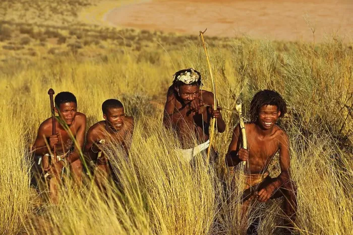 Framed Print : Bushmen of the San people hunting Framed Print : Bushmen of the San people hunting