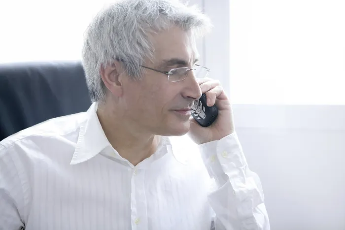 Framed Print : Businessman portrait calling phone