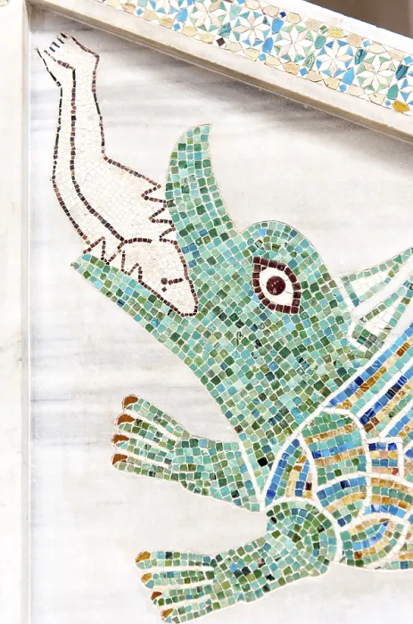 Framed Print : Byzantine mosaic, mythical dragon