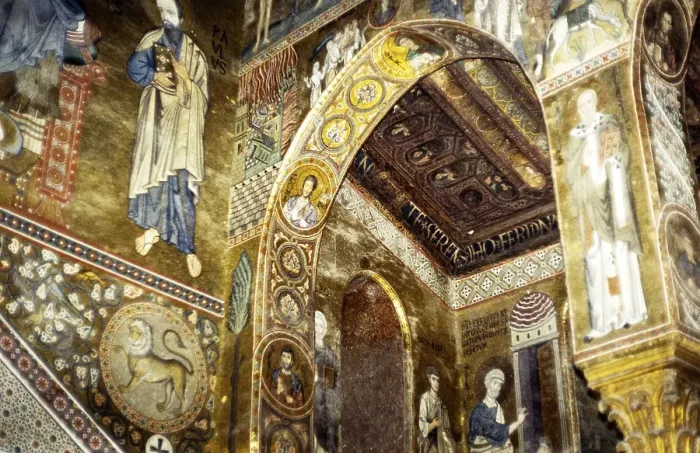 Framed Print : Byzantine wall paintings, The Palatine Chapel in the Norman Palace, Palermo, Sicily, Italy, 1999, Europe