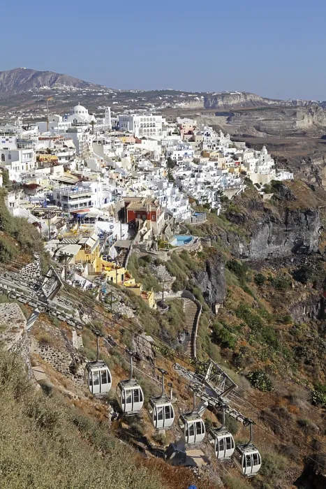 Framed Print : Cable car, Thira, Santorini, Cyclades