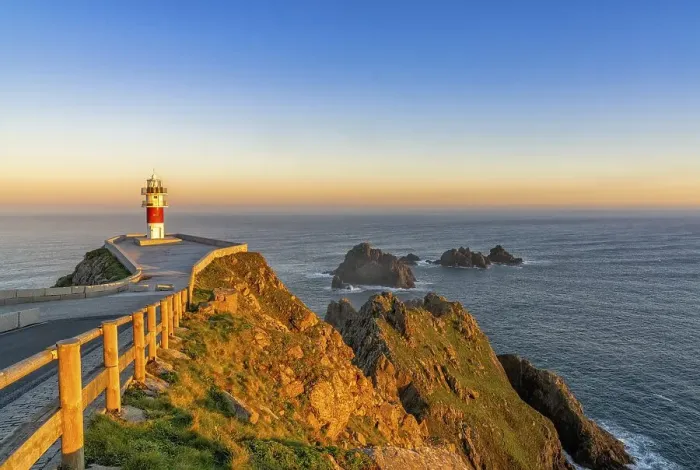 Framed Print : the Cabo Ortegal lighthouse on the coast of Galicia at sunrise Framed Print : the Cabo Ortegal lighthouse on the coast of Galicia at sunrise