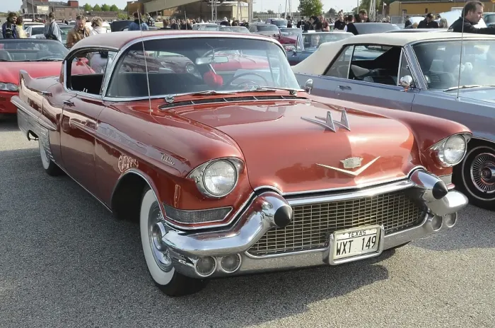 Framed Print : Cadillac Fleetwood Sixty 1957, at a meeting of classic American cars in Ystad