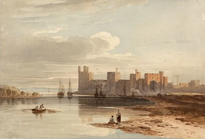 Framed Print : Caernarfon Castle in 1840, Caernarvon