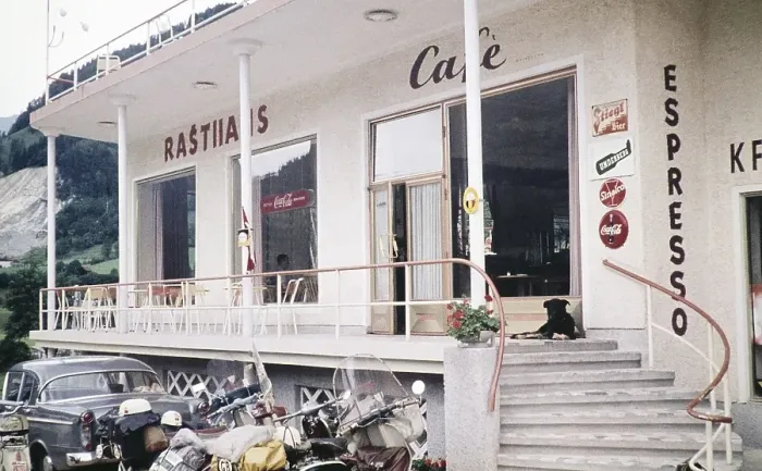 Framed Print : Cafe at filling station, near St. Johann in Tyrol, Kitzbuehel district of Tyrol, Austria, Europe 1960, Europe Framed Print : Cafe at filling station, near St. Johann in Tyrol, Kitzbuehel district of Tyrol, Austria, Europe 1960, Europe