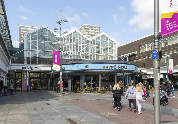 Framed Print : Caffe Nero, The Bridges Shopping Centre opened 1988