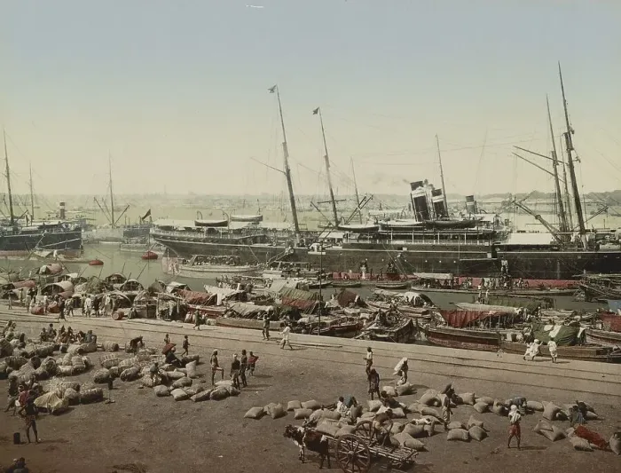 Framed Print : Calcutta. Harbour. Steamer, India Framed Print : Calcutta. Harbour. Steamer, India