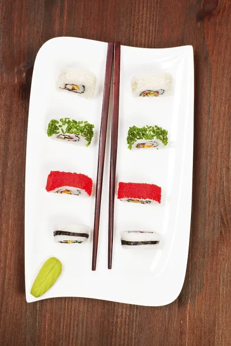 Framed Print : California sushi rolls with chive
