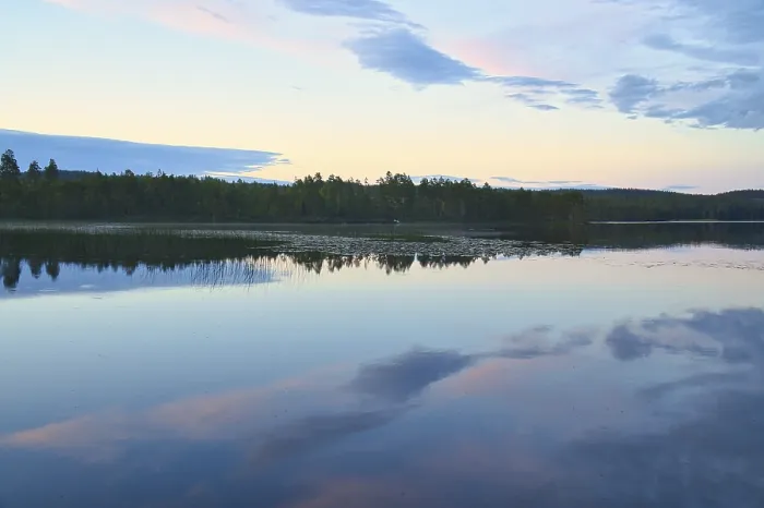Framed Print : Calm lake in Sweden at blue hour sunset Framed Print : Calm lake in Sweden at blue hour sunset