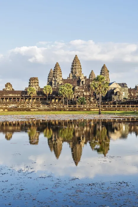 Framed Print : Cambodia landmark Angkor Wat with reflection in water