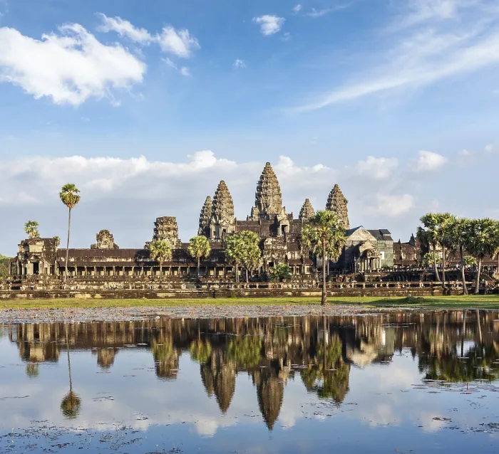 Framed Print : Cambodia landmark Angkor Wat with reflection in water