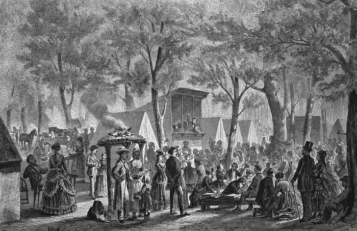 Framed Print : Camp meeting of Methodists, historical woodcut Framed Print : Camp meeting of Methodists, historical woodcut
