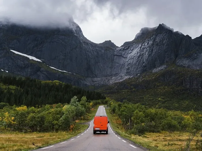 Framed Print : Campervan, Flakstadoy, Lofoten, Norway, Europe