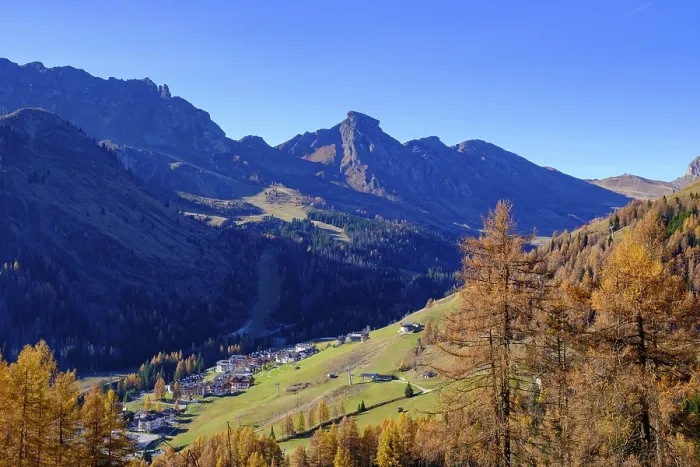 Framed Print : From the Campolongo Pass to the Buchenstein Valley with Arabba