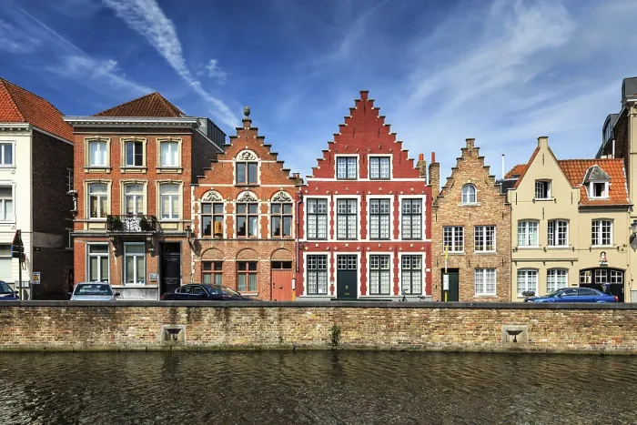 Framed Print : Canal and medieval houses. Bruges (Brugge)