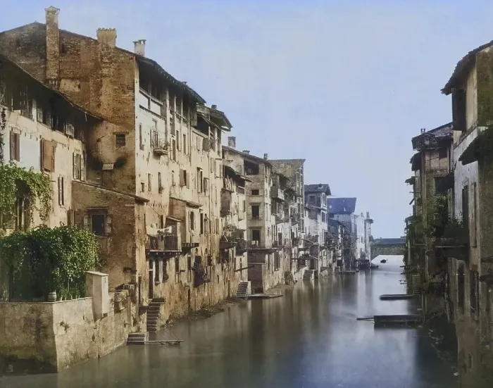 Framed Print : Canal in Verona, 1860, Italy, Historical